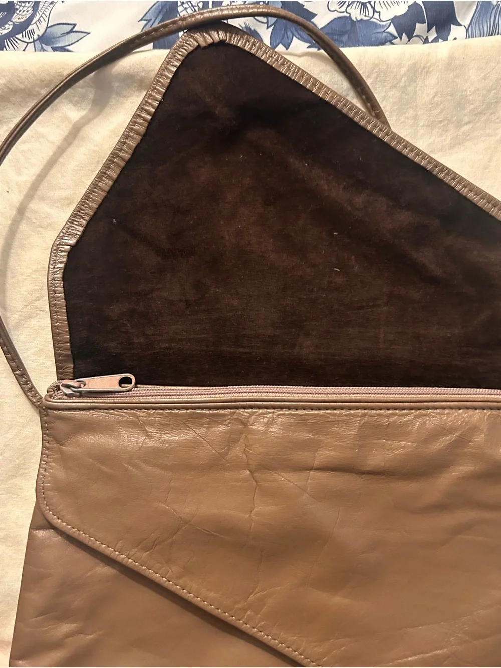 Vintage Brown Leather Envelope Crossbody Bag